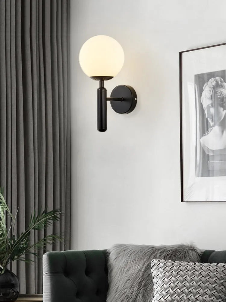 Metal Glass Ball Wall Lamp Light Fixture
