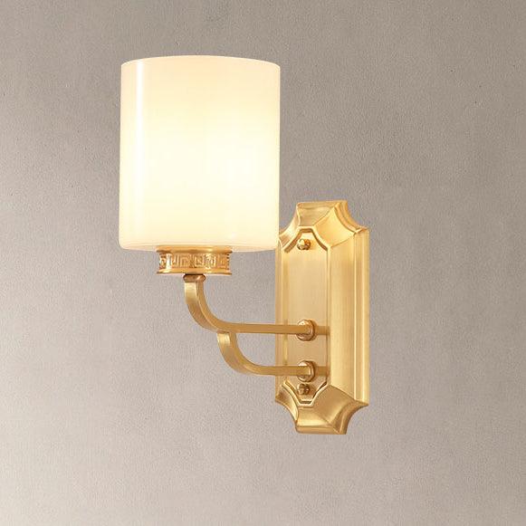Polished Copper Contemporary Glass Wall Sconce
