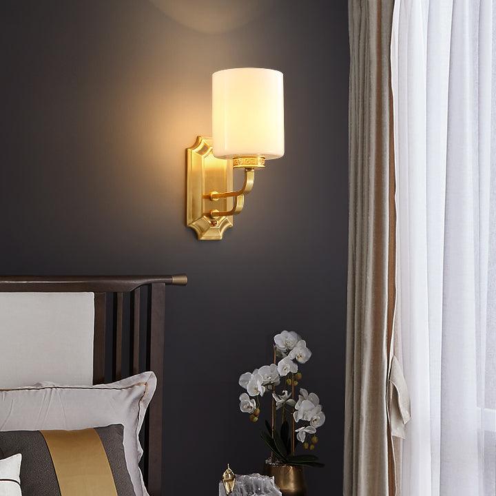 Polished Copper Contemporary Glass Wall Sconce