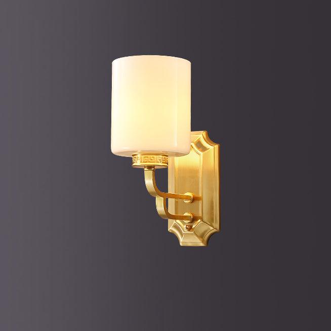 Polished Copper Contemporary Glass Wall Sconce