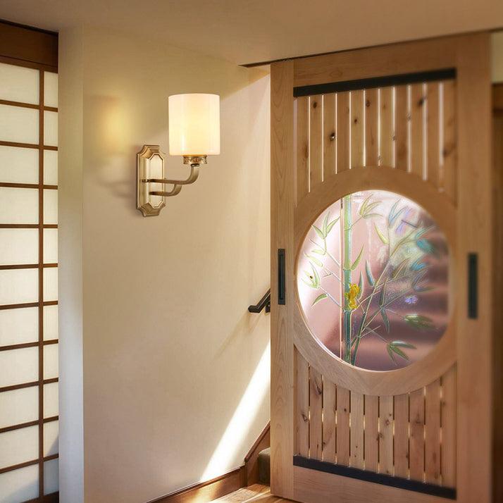 Polished Copper Contemporary Glass Wall Sconce