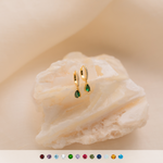 Load image into Gallery viewer, Birthstone Drop Huggies Rhinestone Earrings

