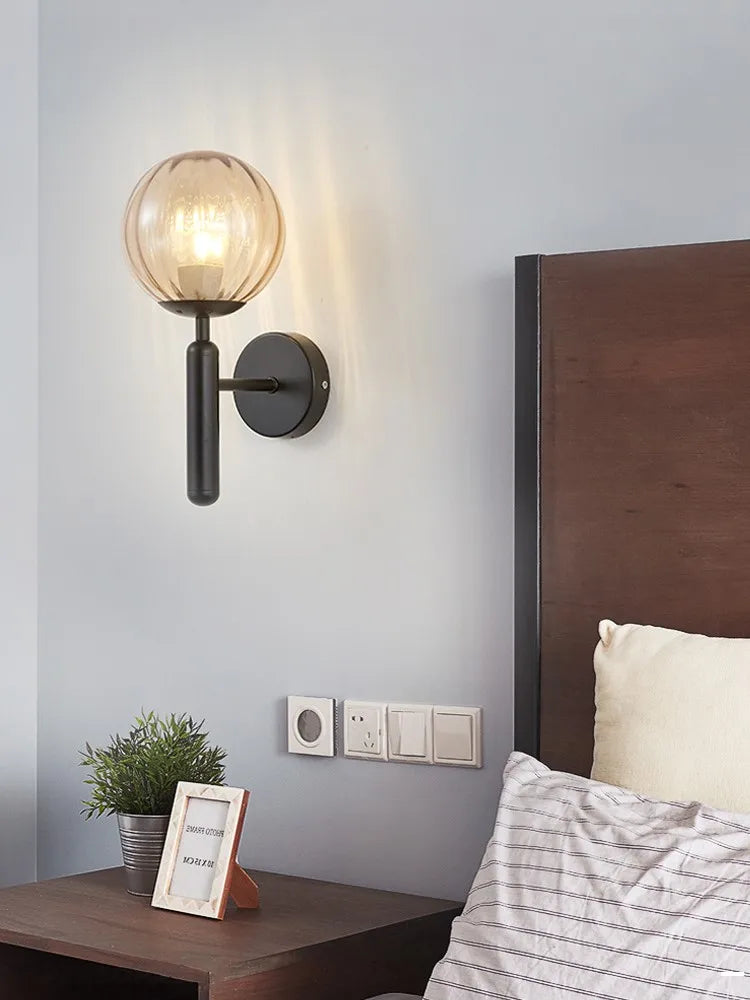 Metal Glass Ball Wall Lamp Light Fixture