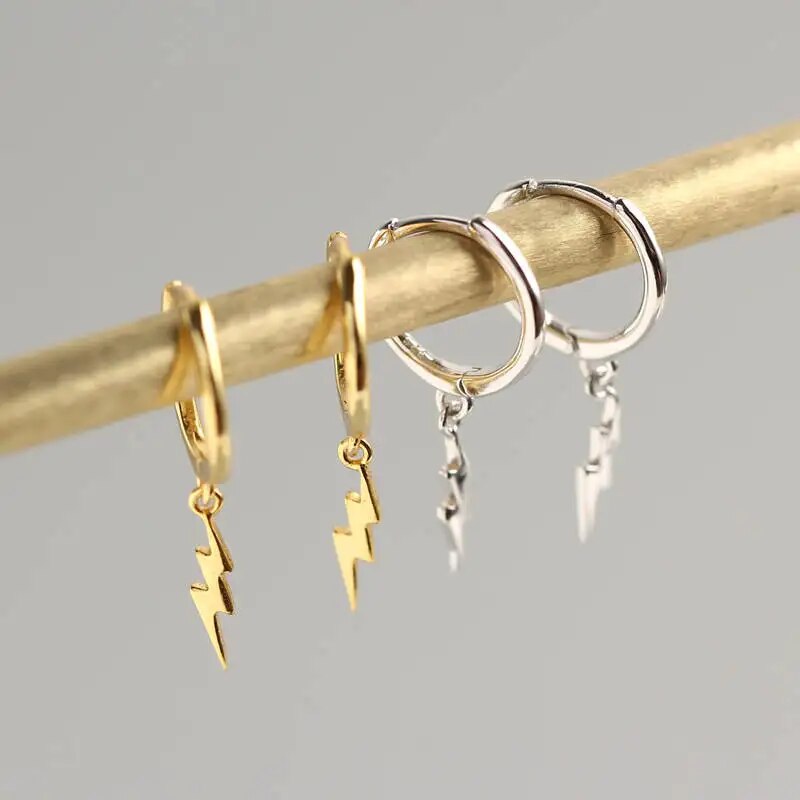 Lightning Hoop Earrings Lightning Bolt Earrings