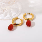 Load image into Gallery viewer, Dainty Carnelian Huggie Hoop Earrings
