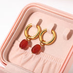Load image into Gallery viewer, Dainty Carnelian Huggie Hoop Earrings
