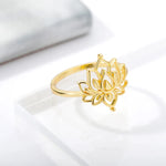 Load image into Gallery viewer, Dainty Lotus Flower Outline Ring
