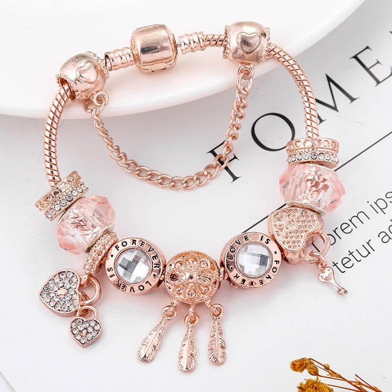 Delicate Dreamcatcher Charm Bracelet in Sterling Silver