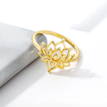 Load image into Gallery viewer, Dainty Lotus Flower Outline Ring
