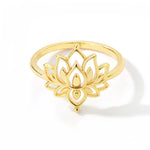 Load image into Gallery viewer, Dainty Lotus Flower Outline Ring
