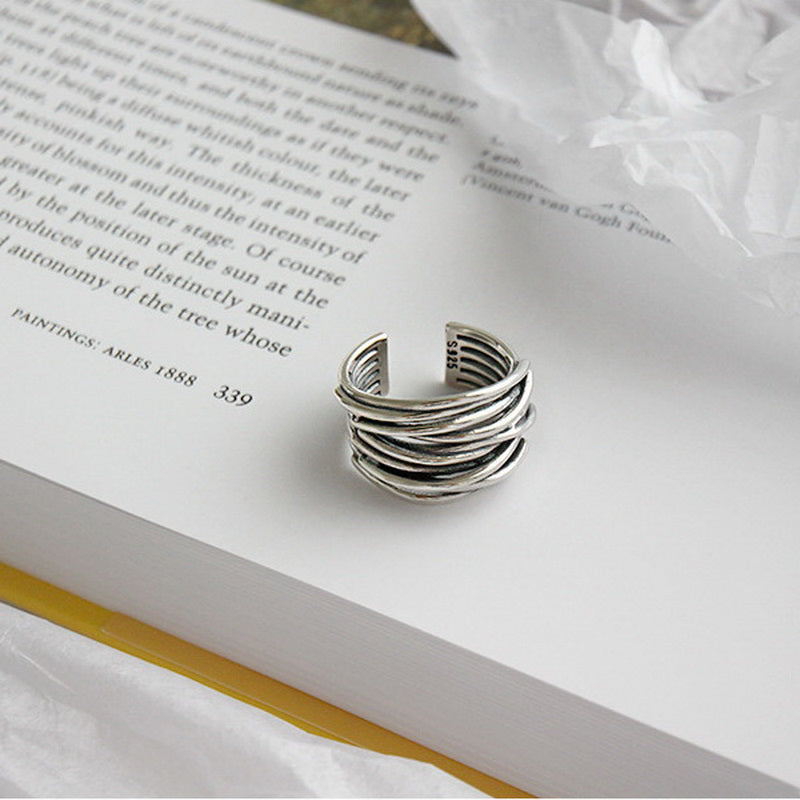 Vintage-Style Layered Statement Ring in Sterling Silver