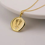 Load image into Gallery viewer, Personalized Baby Name, Footprint, Birthstone Necklace
