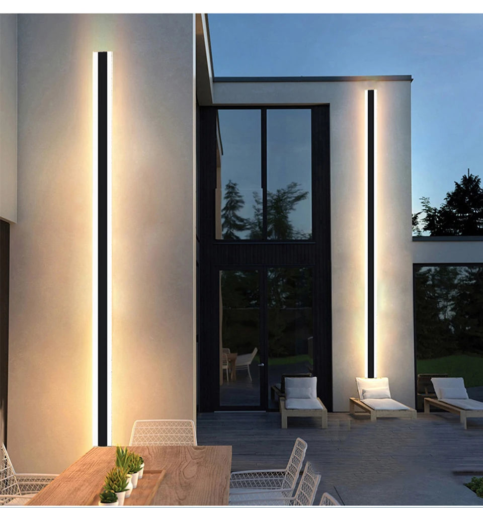 Modern Aluminum Waterproof Outdoor Long Strip LED Wall Lamp