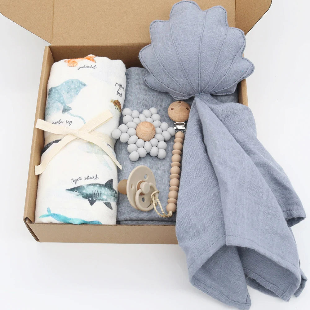 5-Piece Organic Ocean Adventure Baby Gift Set