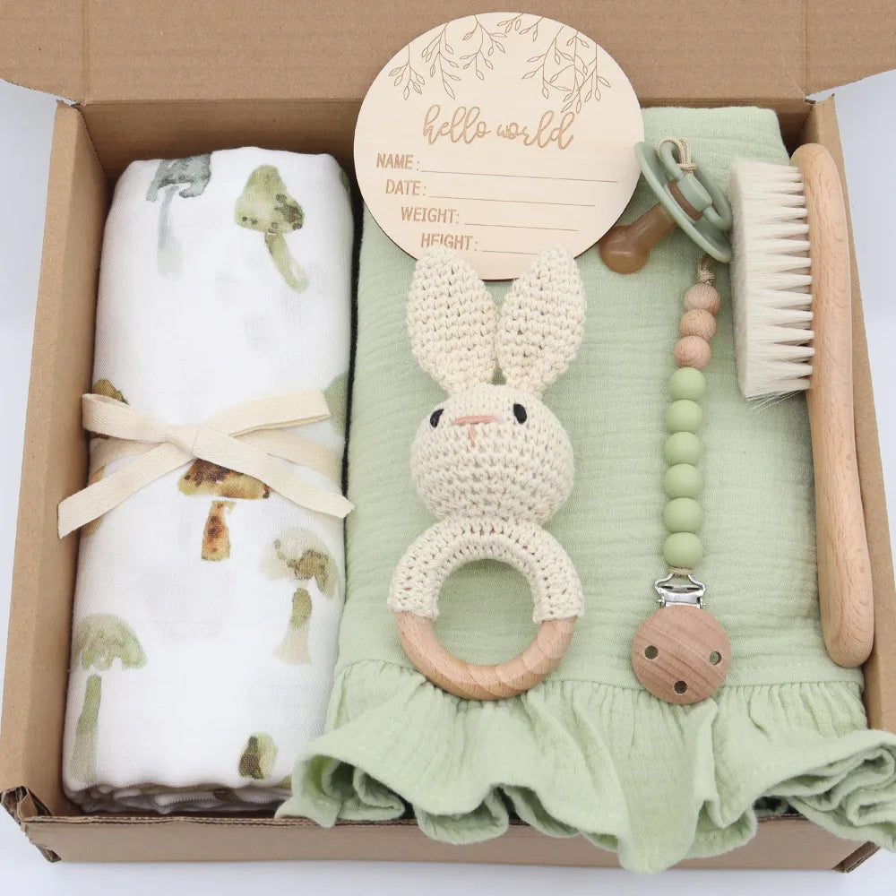 7-Piece Organic Pastel Bunny Baby Gift Set