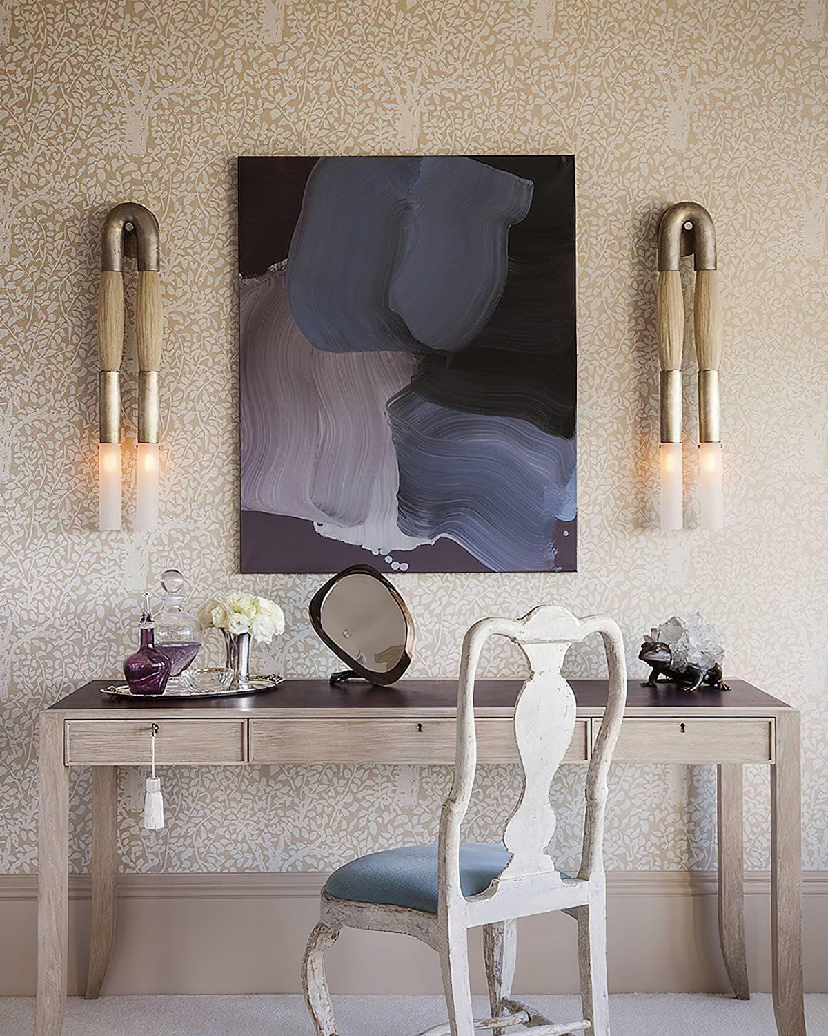 Horsehair Textured Crystal Glass Wall Lamp