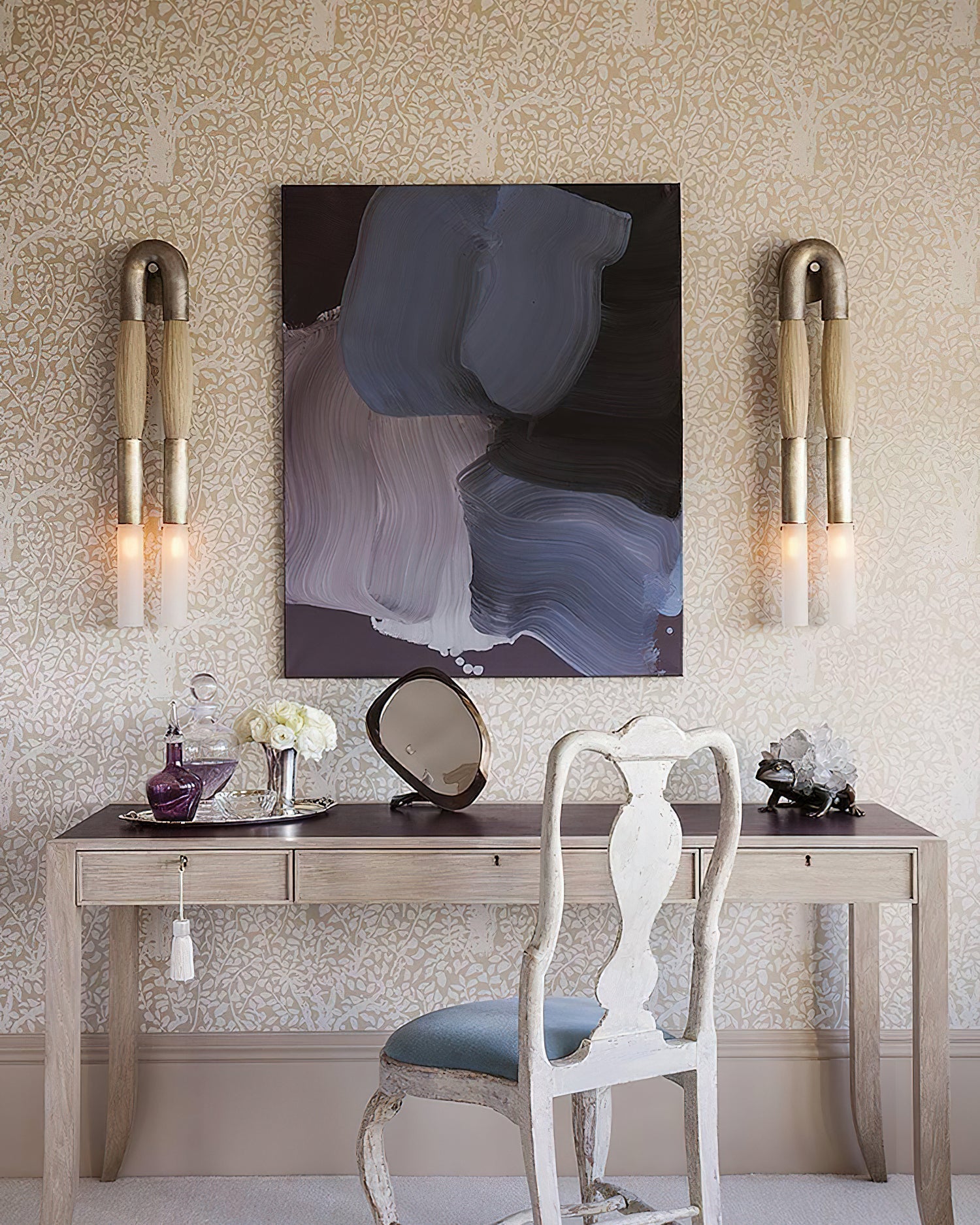 Horsehair Textured Crystal Glass Wall Lamp