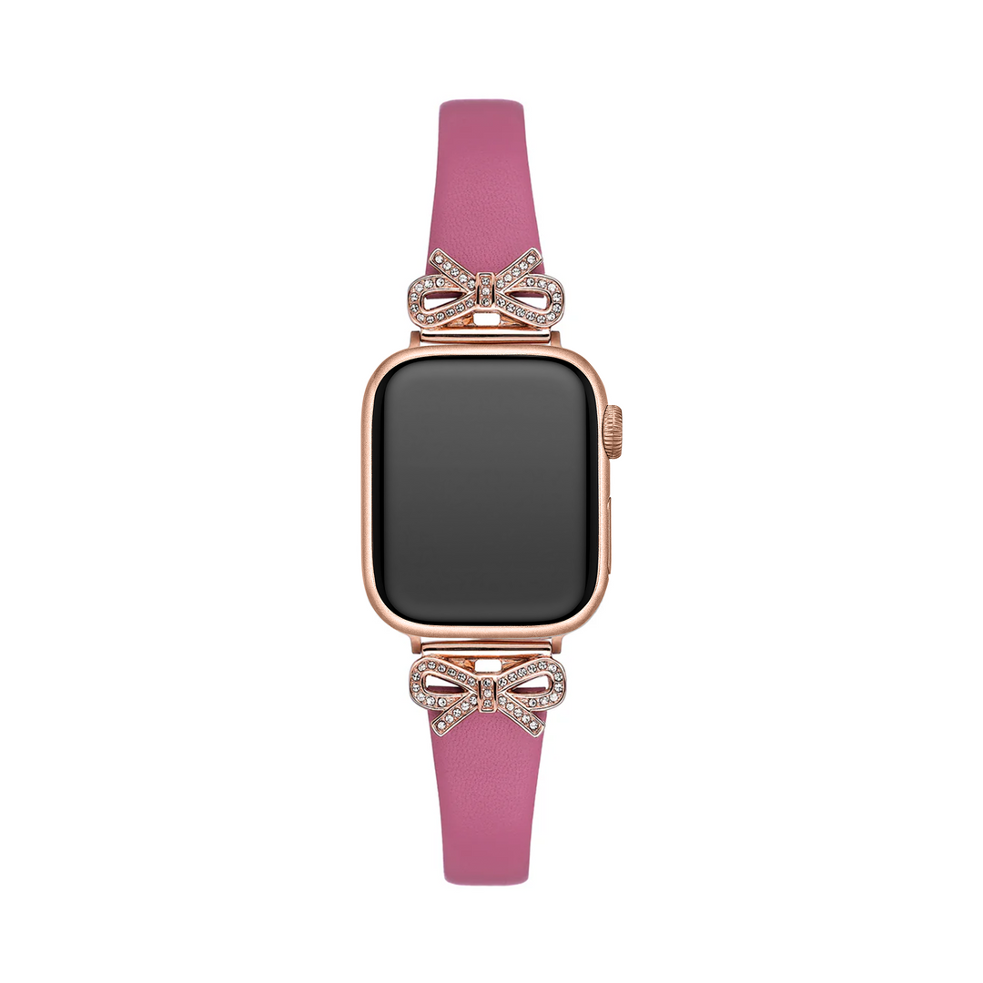 Sleek Leather Crystal Apple Watch Bands for Women