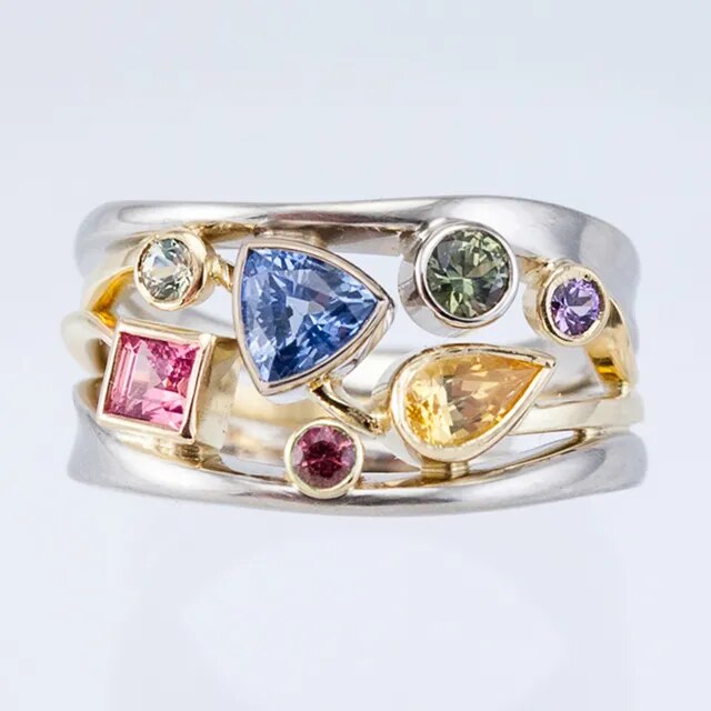 Luxurious Colourful Zirconia Vintage Ring