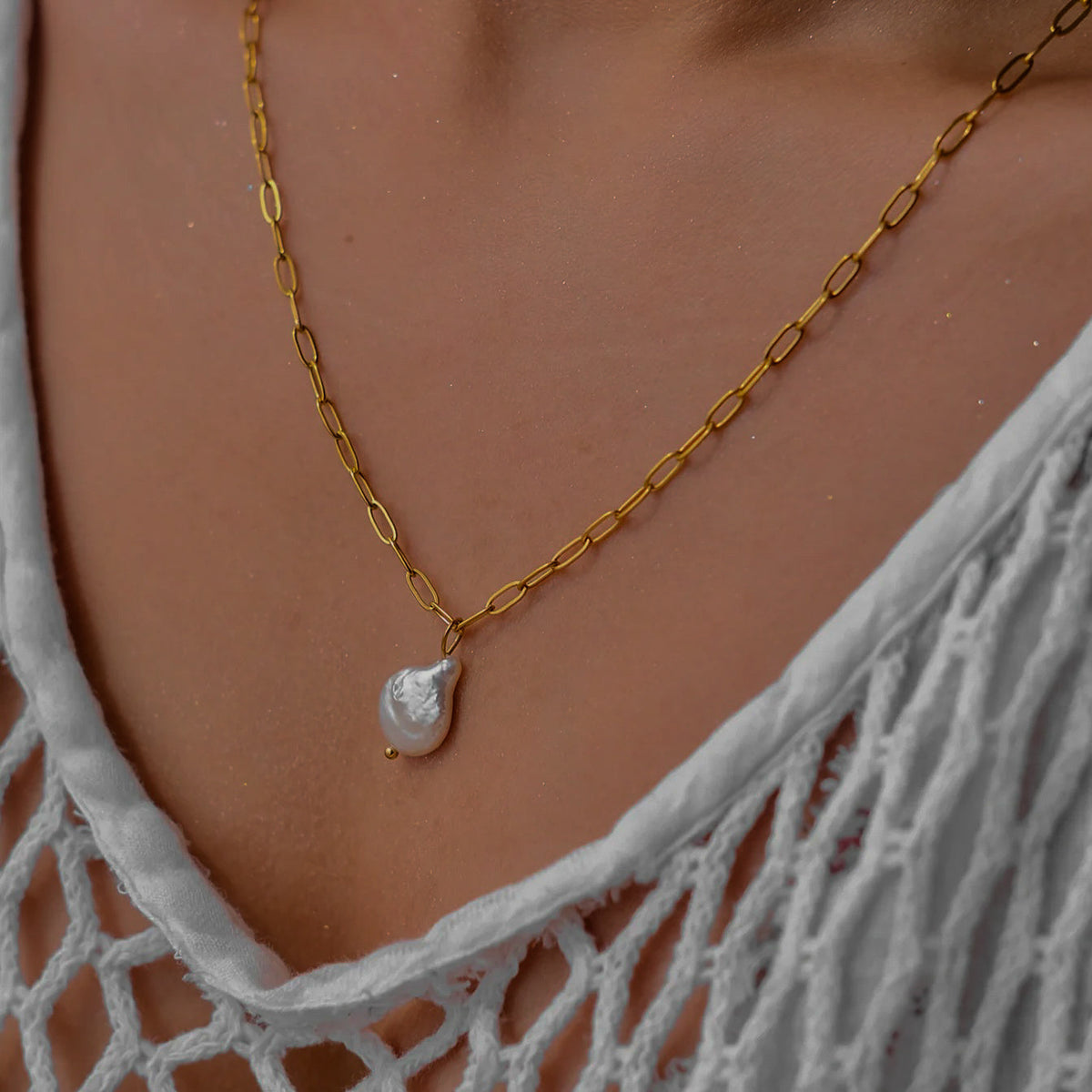 Angelika pearl chain necklace