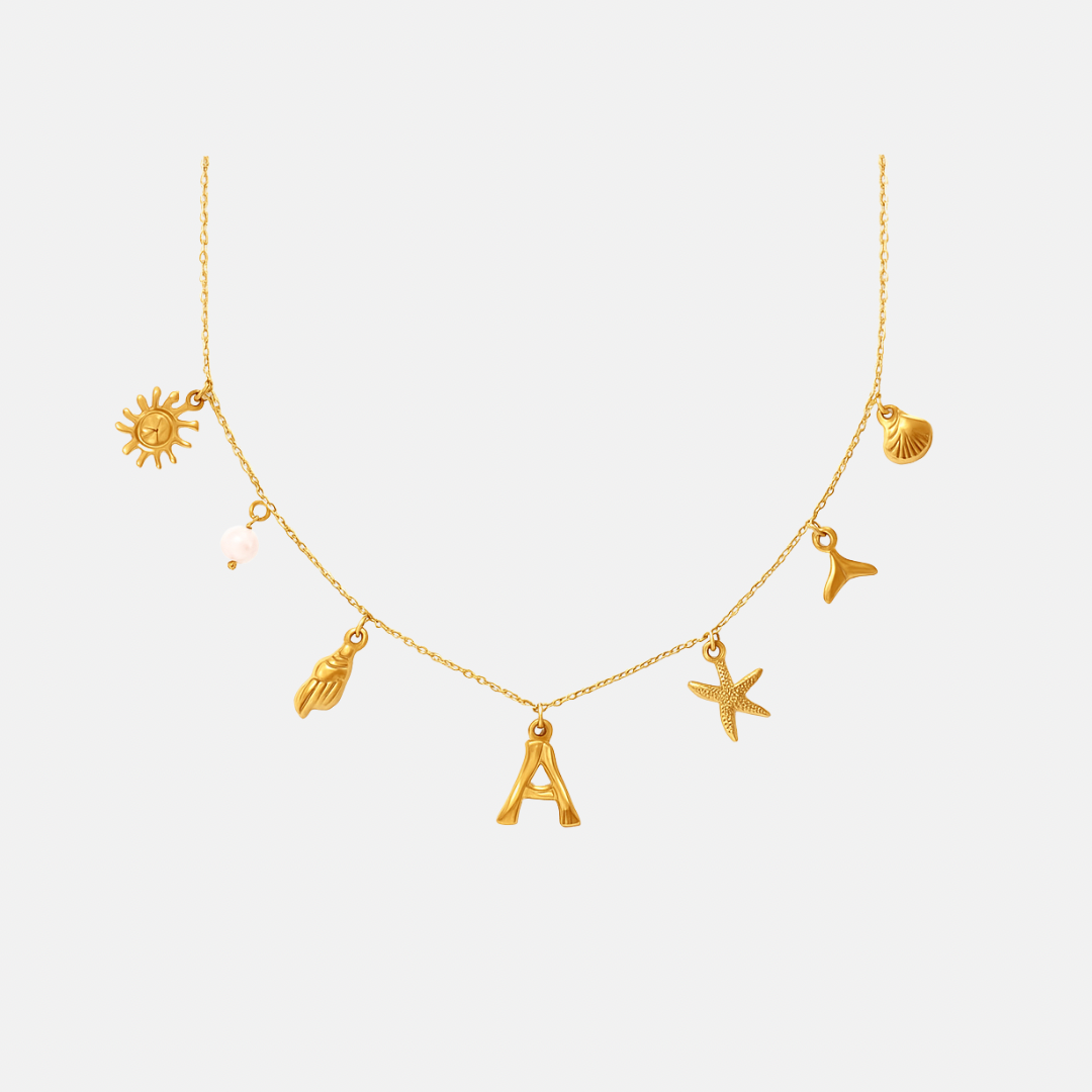 Ocean charm letter necklace
