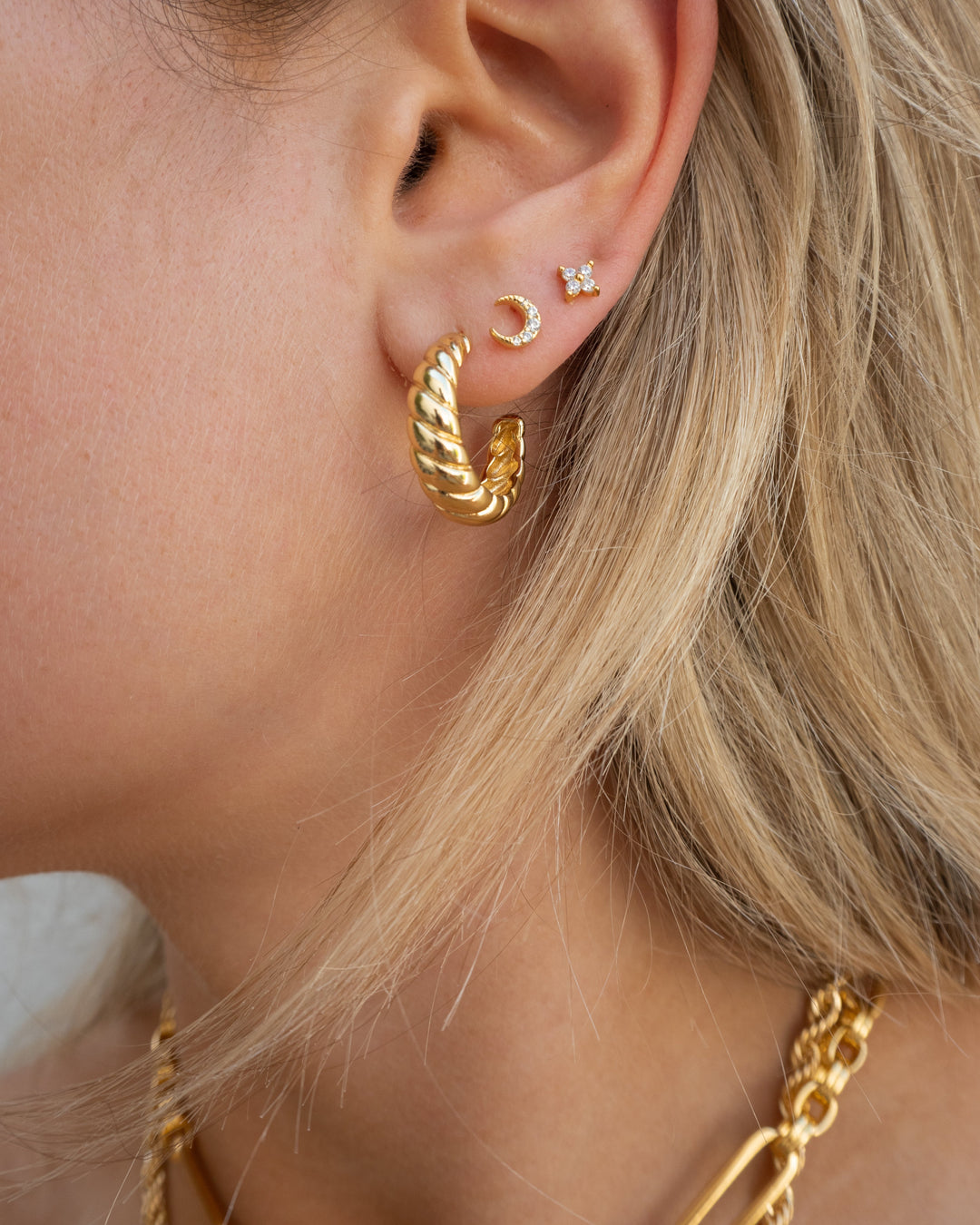 Raye Gold Crystal Stud Earrings