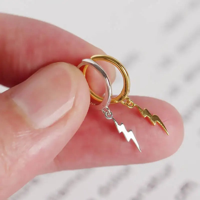 Lightning hoop earrings lightning bolt earrings