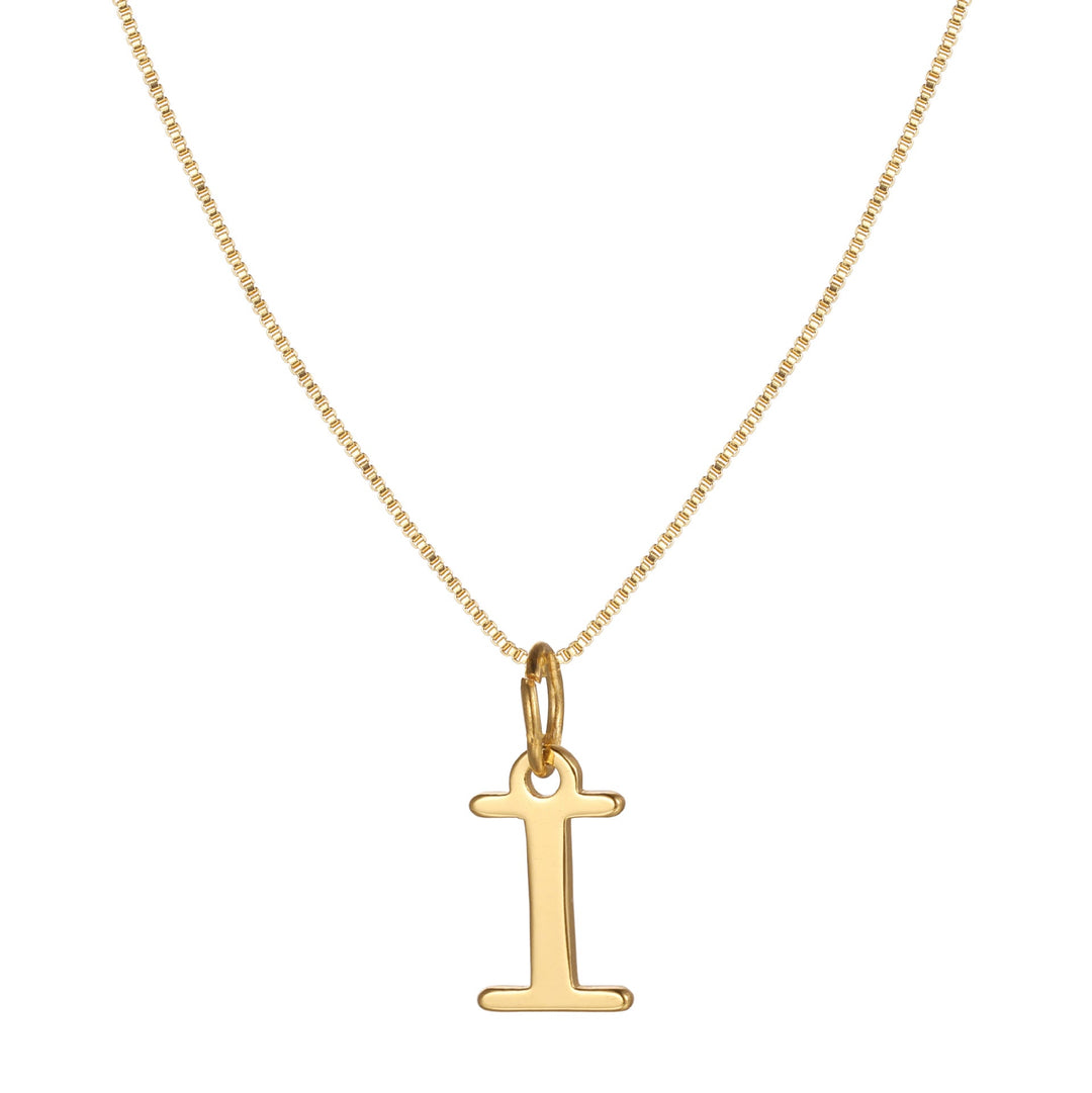 14k Sleek Serif Initial Necklace