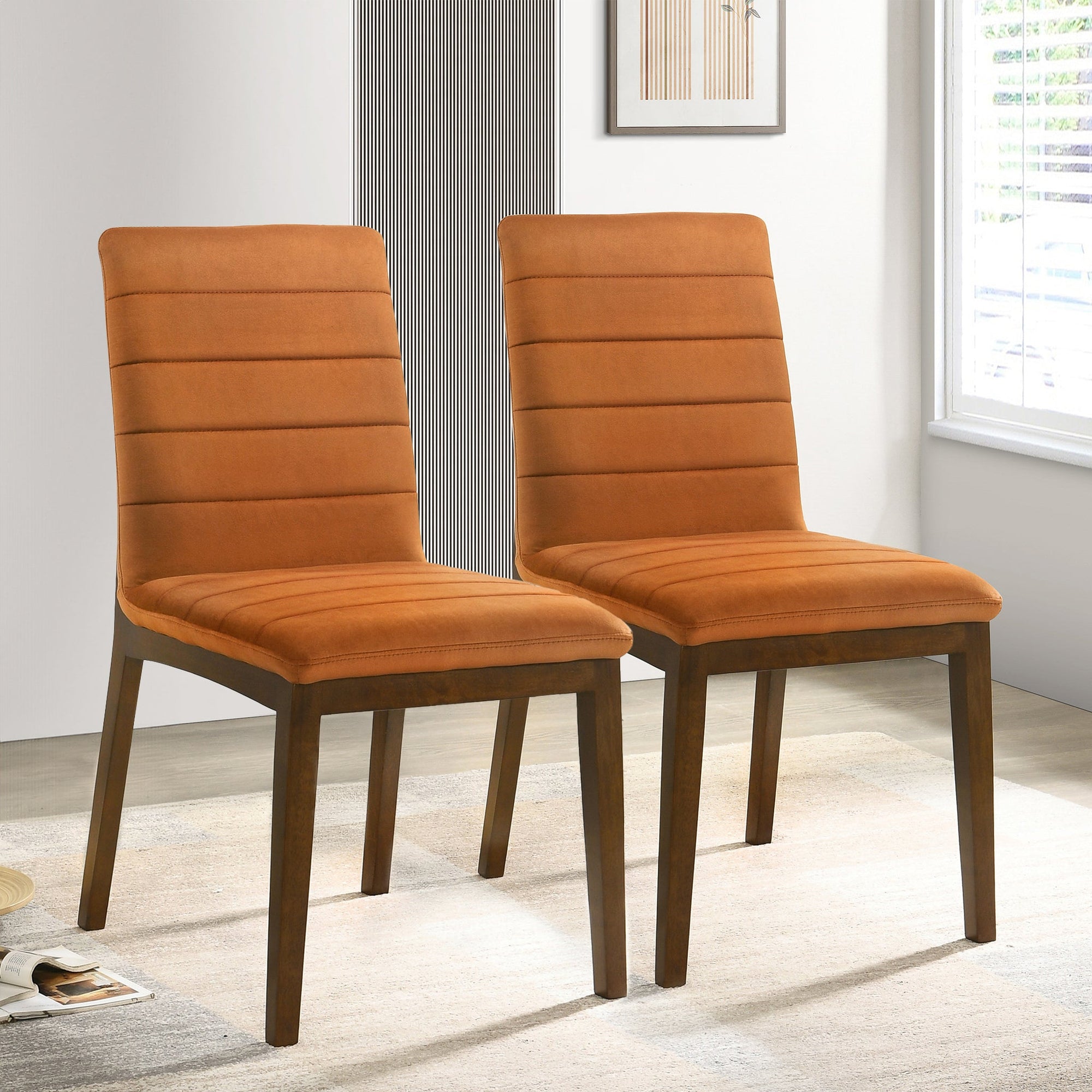 Elegant Burnt Orange Velvet Dining Chairs for Dining Spaces