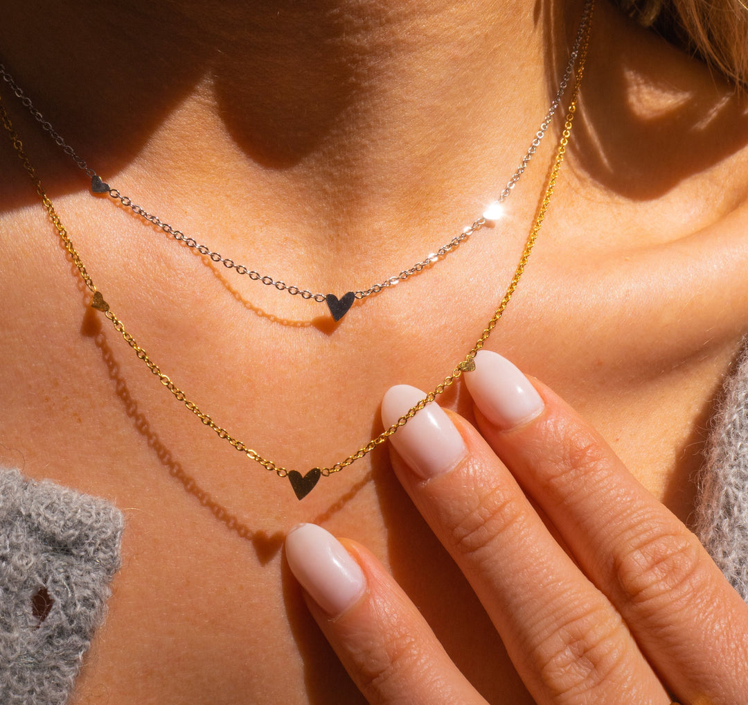 Silver Triple Heart Chain Necklace