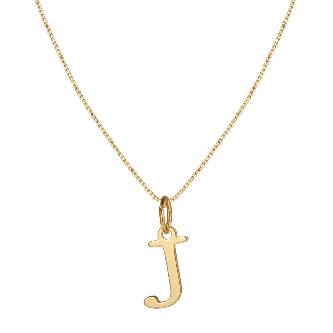 14k Sleek Serif Initial Necklace