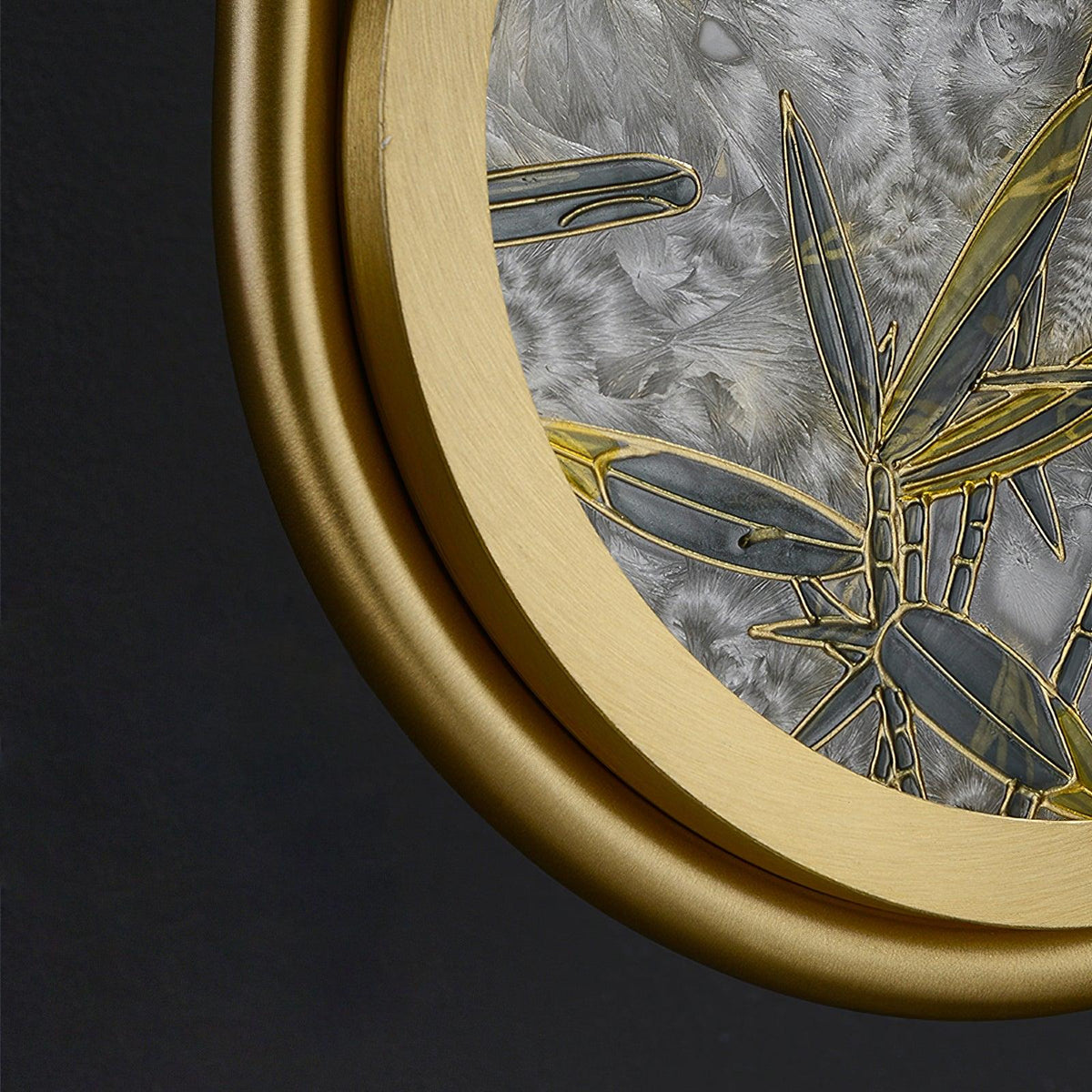 Circular Enameled Glass Brass Finish Wall Sconce