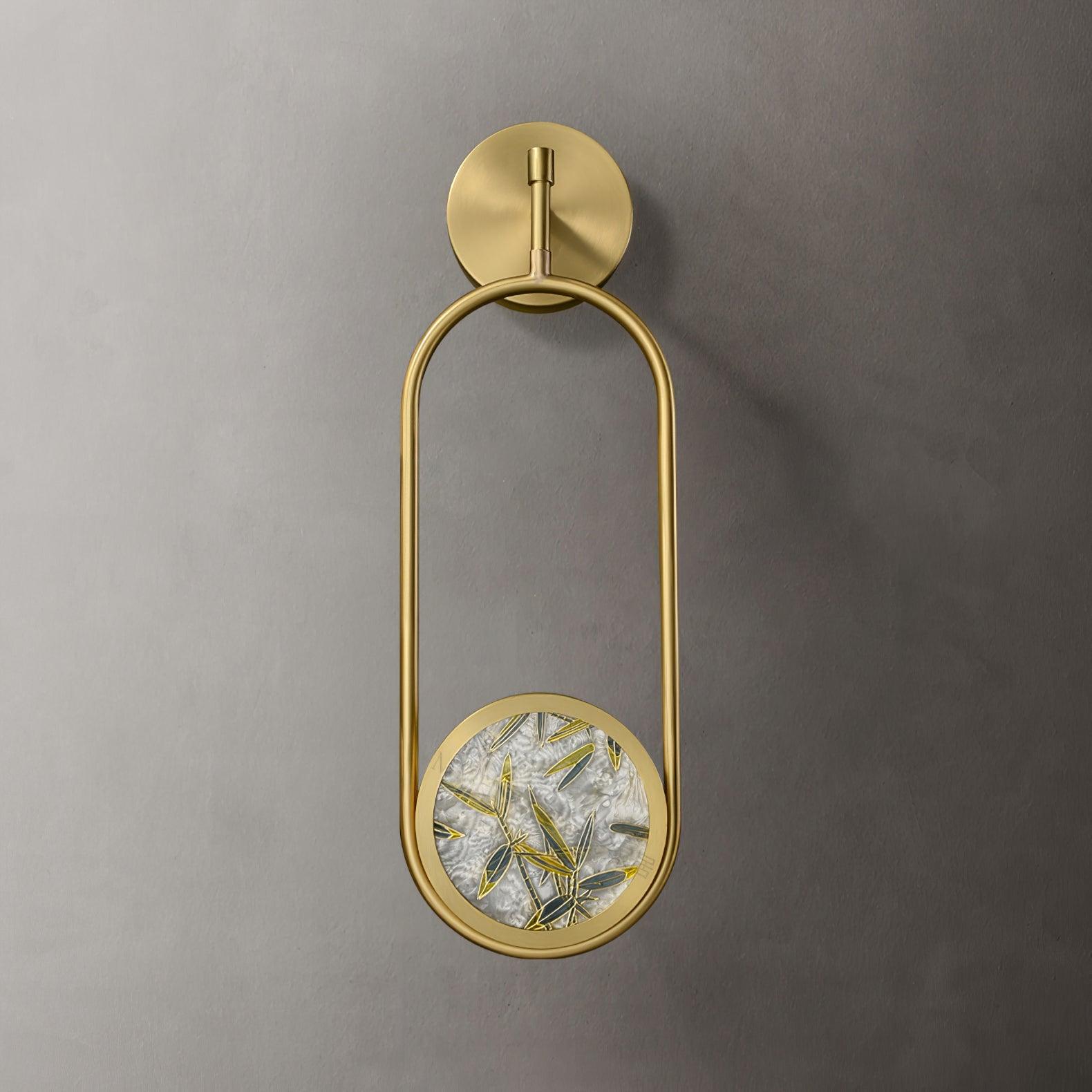 Circular Enameled Glass Brass Finish Wall Sconce
