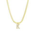 Load image into Gallery viewer, Dainty Diamond Letter Initial Herringbone Necklace
