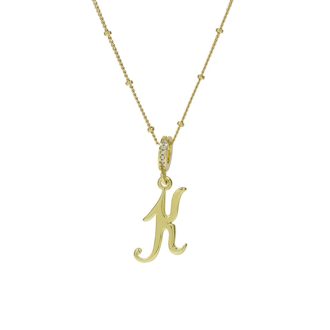 Elegant Cursive Font Satellite Chain Initial Necklace