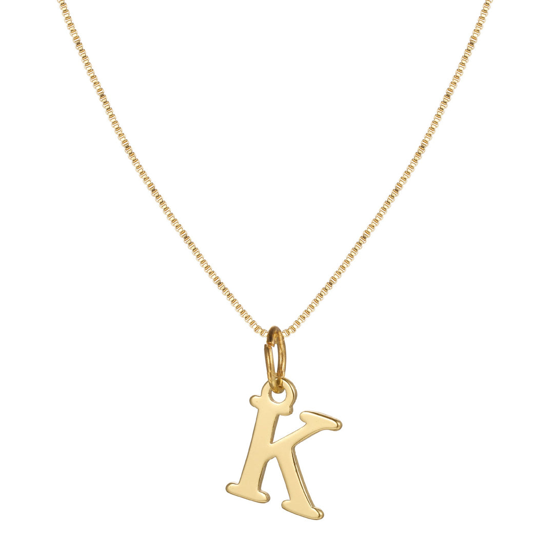 14k Sleek Serif Initial Necklace