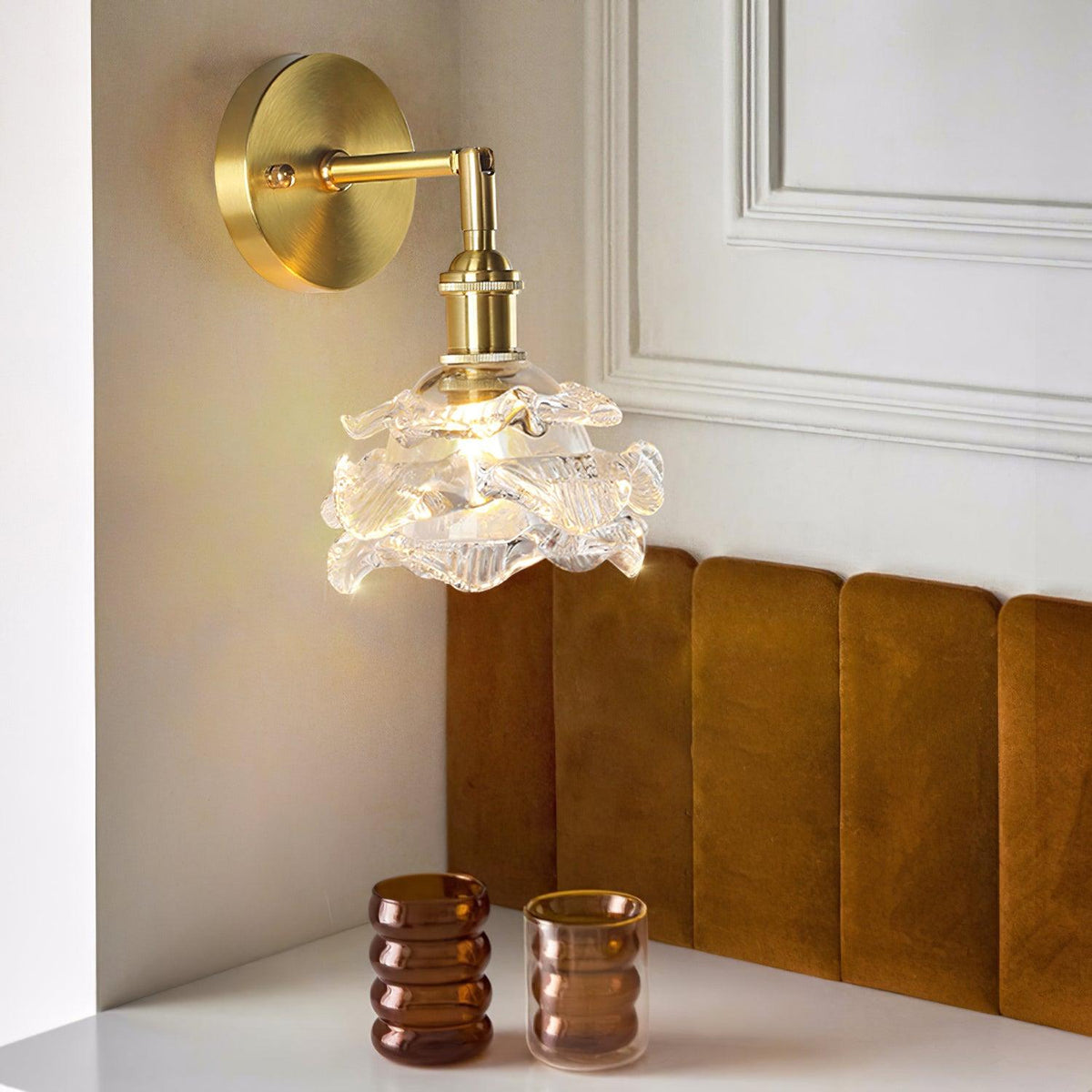Brass Knurled Finish Wall Sconce For Living Room