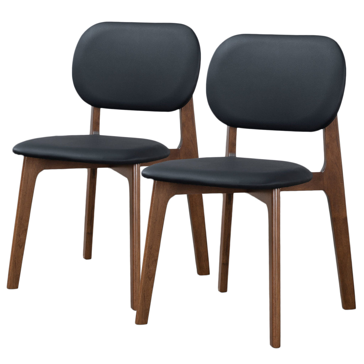 Elegant Black Leather Dining Chair Set for Dining Spaces