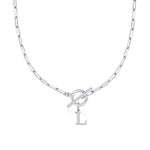 Load image into Gallery viewer, Paperclip Letter Initial Circle Lock Clasp Necklace
