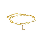 Load image into Gallery viewer, Dainty Paperclip Letter Initial Bracelet

