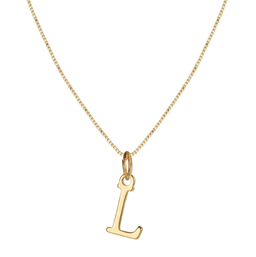14k Sleek Serif Initial Necklace