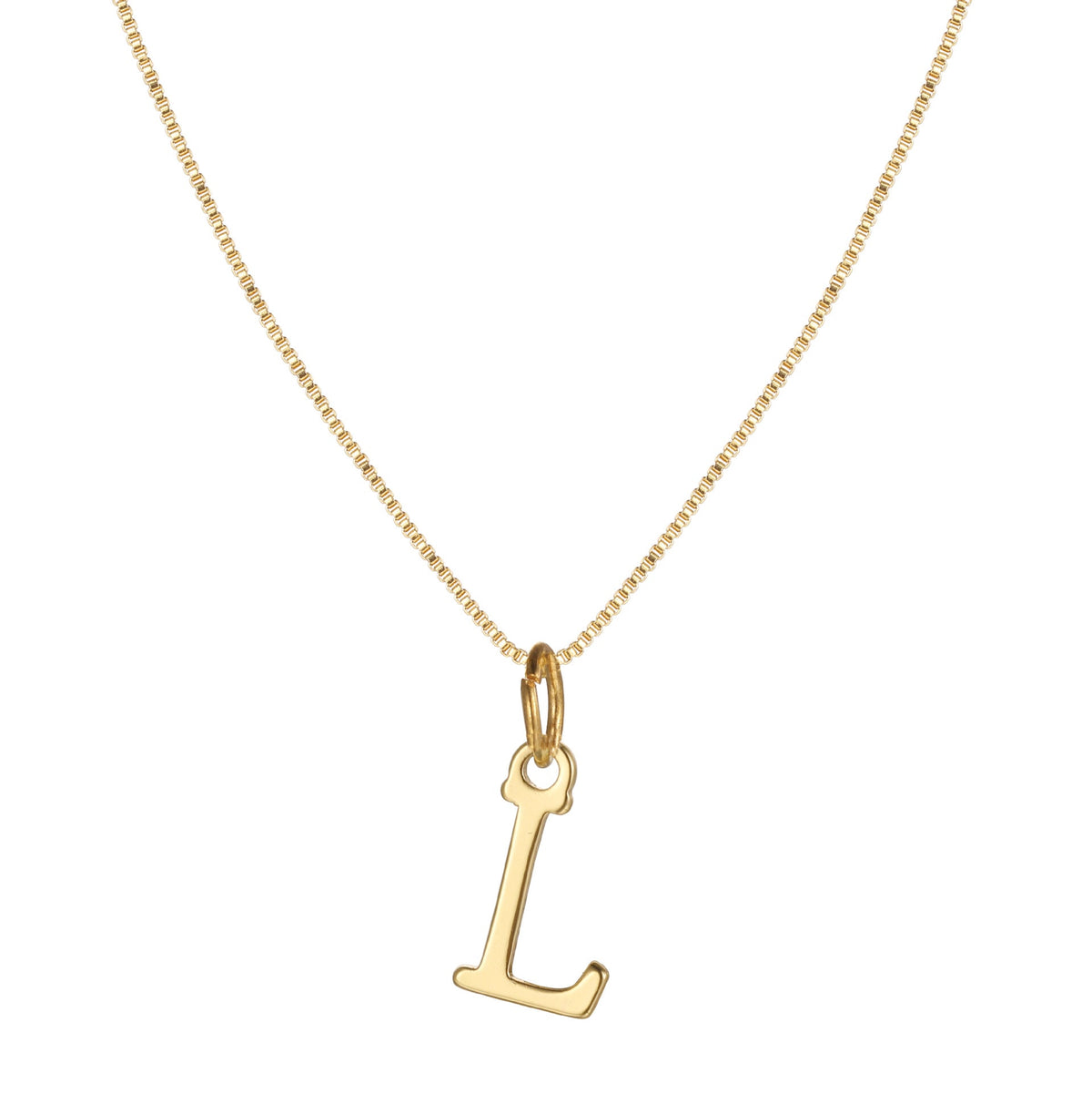 14k Sleek Serif Initial Necklace