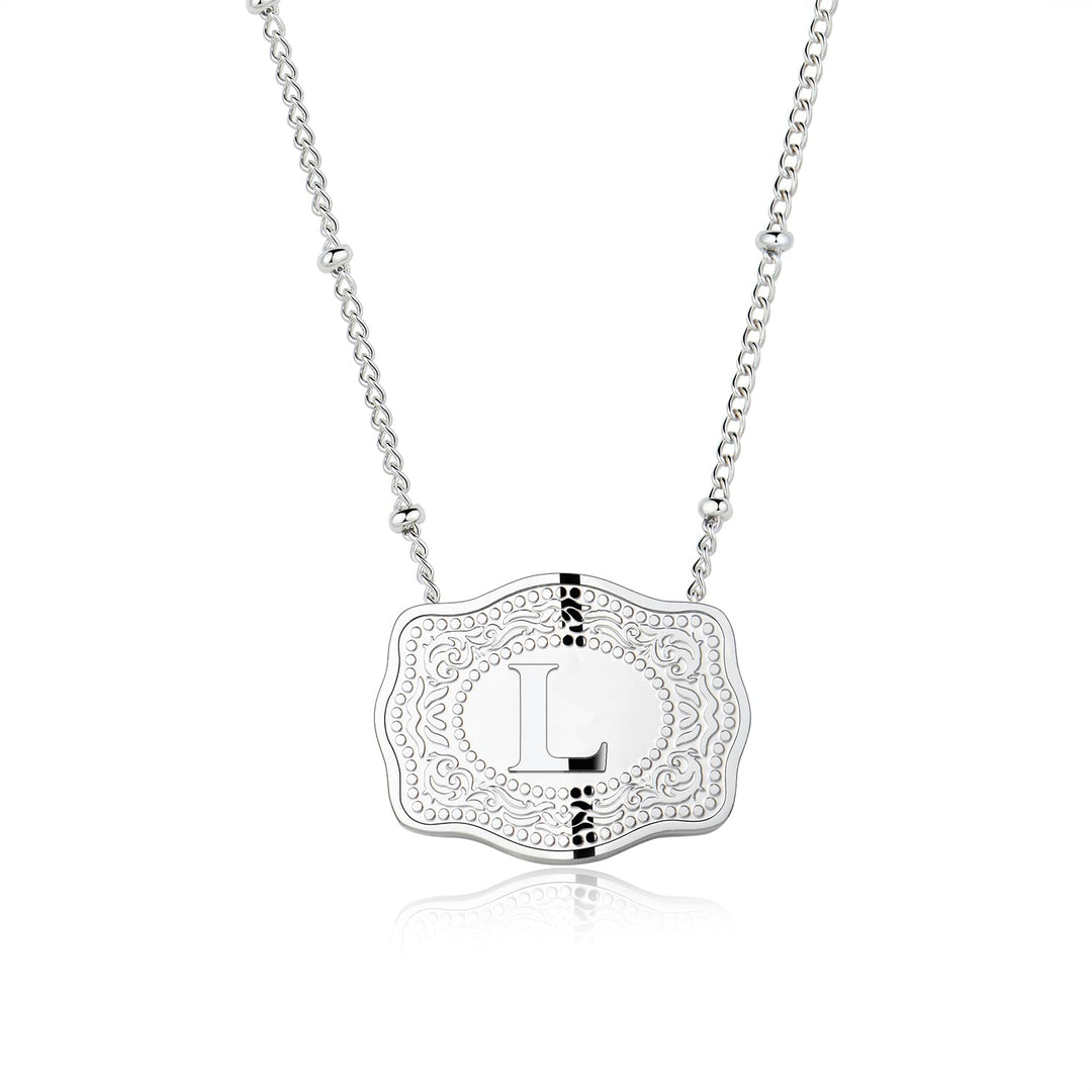 Dainty Belt Buckle Letter Initial Necklaces