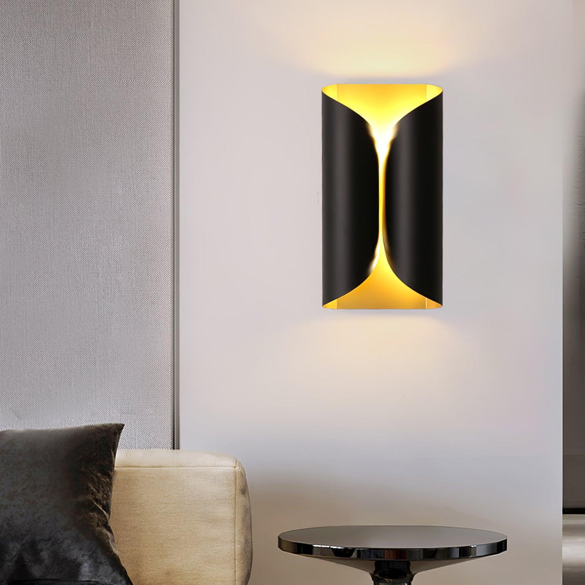 Dramatic Folded Metal Brass Finish Wall Sconce