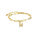 Load image into Gallery viewer, Dainty Paperclip Letter Initial Bracelet

