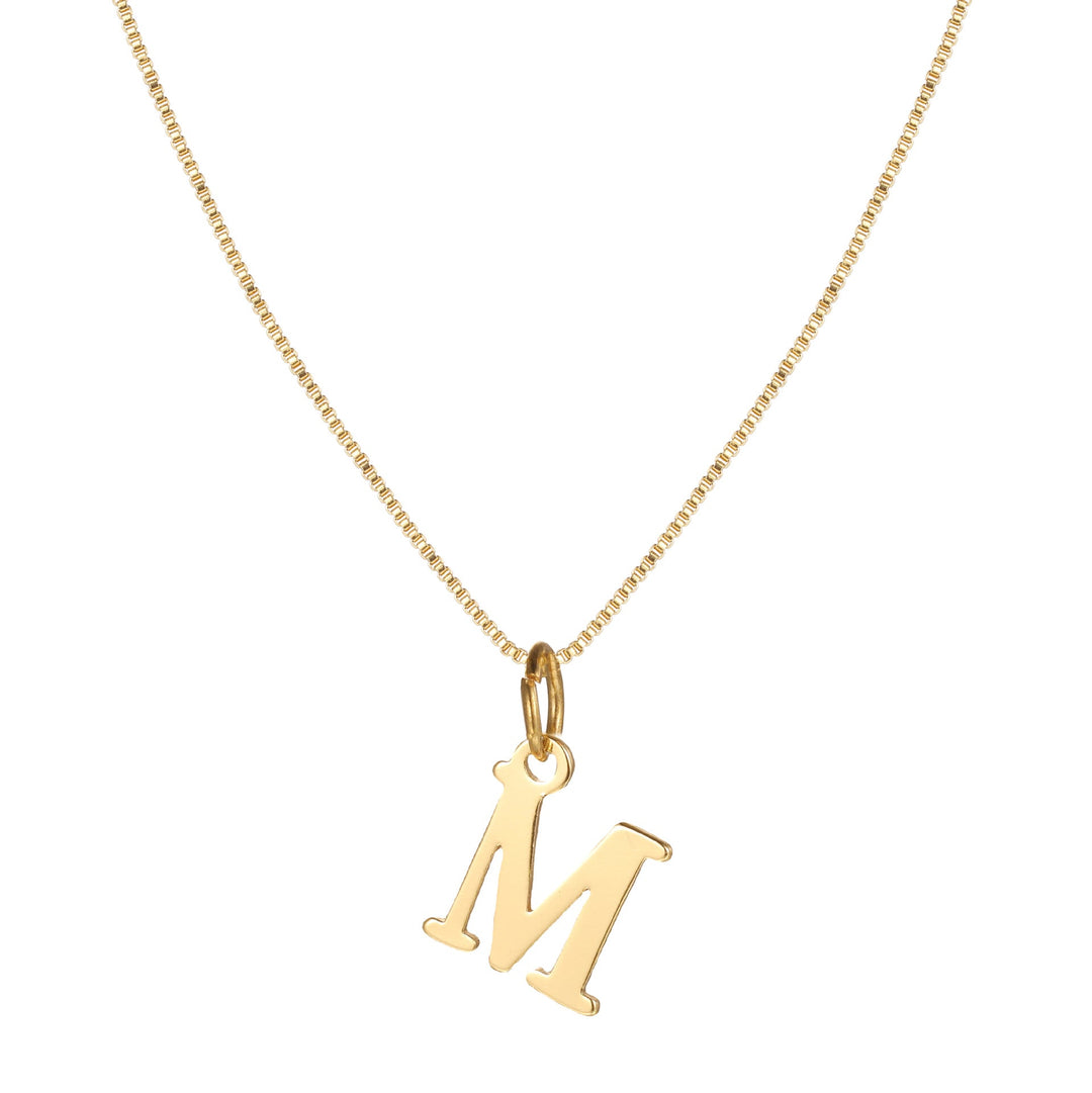 14k Sleek Serif Initial Necklace