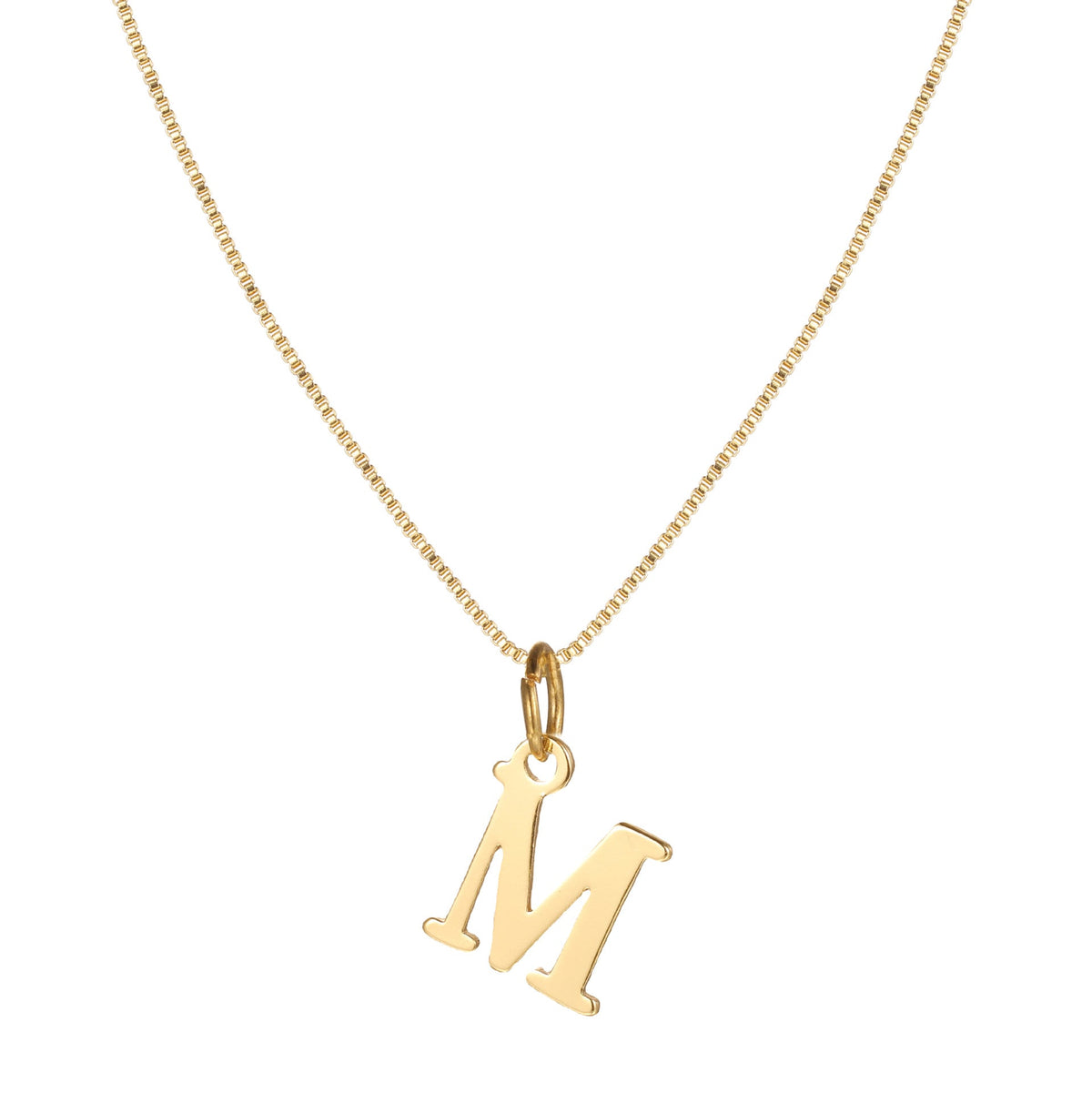 14k Sleek Serif Initial Necklace