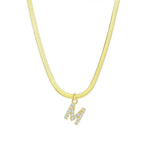 Load image into Gallery viewer, Dainty Diamond Letter Initial Herringbone Necklace
