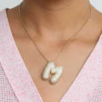 Load image into Gallery viewer, Chunky Bubble Diamond Dazzle Initial Necklaces
