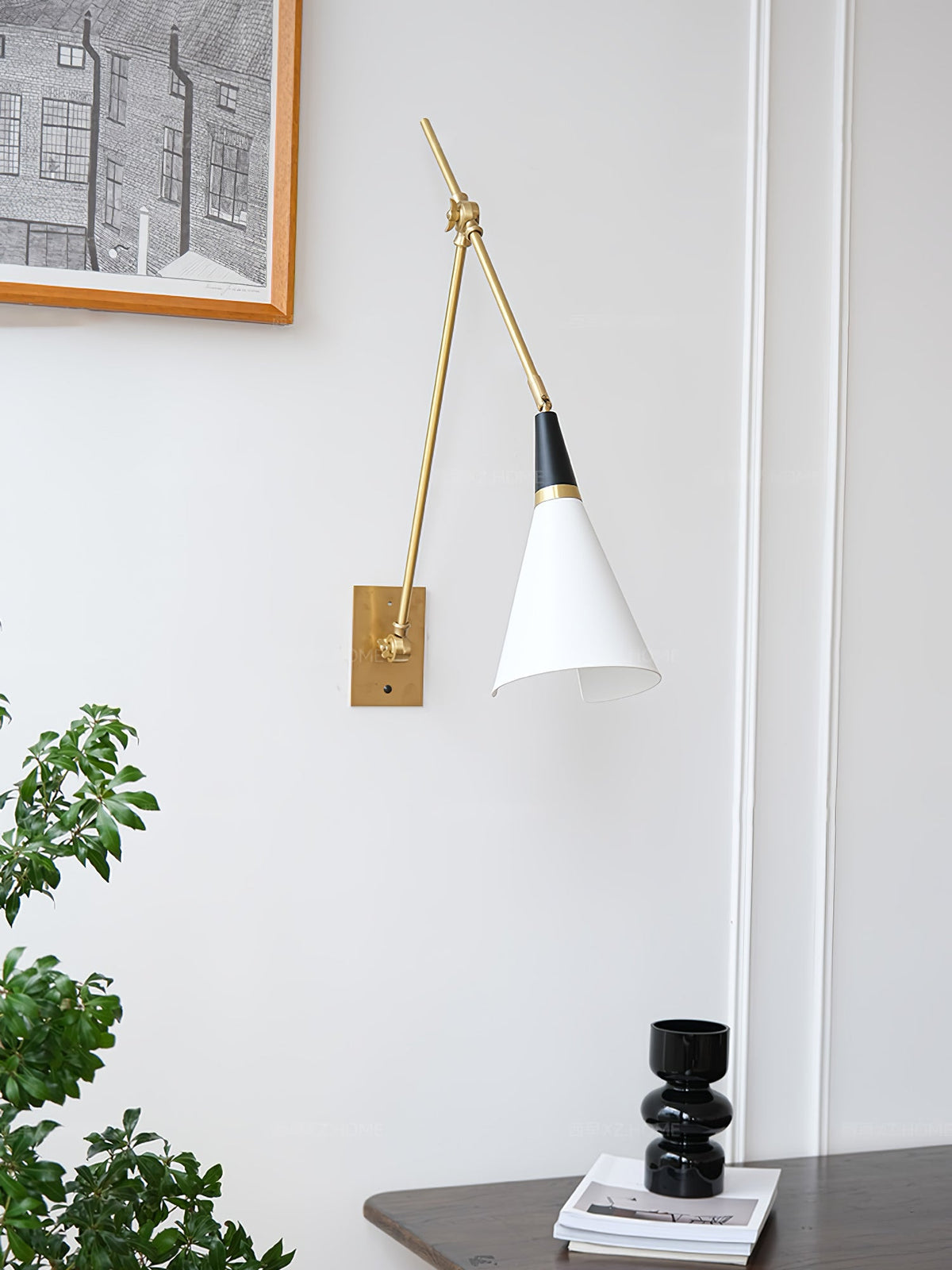 Edge Angled Shade Midcentury Inspired Wall Lamp